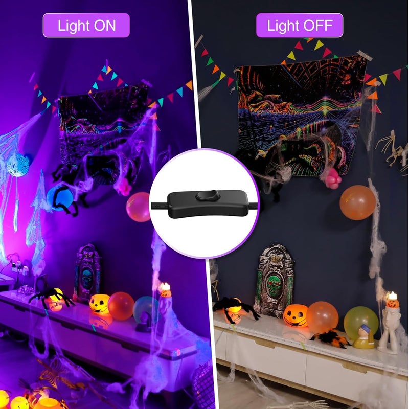 lamvip 8PCS 42W LED Black Light Bar, Blacklight Bars Black Lights with Plug 5ft Cord 60 LED Beads and Switch for Glow Party Halloween Party Bedroom Decorations Stage Lighting New Upgraded - Image 3